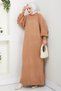 Balloon Sleeve Knitwear Dress 1600 - Light Brown - 3
