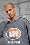 سويت شيرت رجالي RAW Fume مطبوع بمقاس كبير وياقة دائرية 3 خيوط بدون خيوط