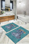Digital Printed Washable and Non-Slip Based Elephant Patterned Bath Mat Toilet Set - 5