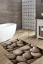 Digital Printed Washable and Non-Slip Based Heart Stone Patterned Bath Mat Toilet Set - 4
