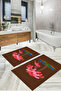 Digital Printed Washable and Non-Slip Based Palm Model Bath Mat Toilet Set - 5