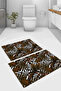 Digital Printed Washable and Non-Slip Based Palm Leaf Patterned Bath Mat Toilet Set - 2