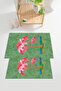 Digital Printed Palm Tree Patterned Bath Mat Toilet Set with Washable and Non-Slip Base