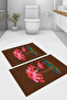 Digital Printed Washable and Non-Slip Based Palm Model Bath Mat Toilet Set - 2