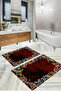 Digital Printed Washable and Non-Slip Based Floral Model Bath Mat Toilet Set - 5