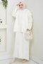 Hooded Tunic Dress Knitwear Set 1645 - White - 3