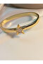 Pearlescent Star Detailed Steel Handcuff Bracelet - 5