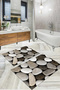 Digital Printed Washable and Non-Slip Base Stone Patterned Bath Mat Toilet Set - 5