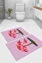 Digital Printed Washable and Non-Slip Based Palm Model Bath Mat Toilet Set - 2