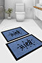 Digital Printed Washable and Non-Slip Based Bath Mat with Writing on It Toilet Set - 2