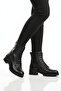 Black Genuine Leather Lace-Up Women's Boots 2680-1 Z