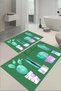 Digital Printed Colorful Cactus Model Bath Mat Toilet Set with Washable and Non-Slip Base - 4