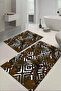 Digital Printed Washable and Non-Slip Based Palm Leaf Patterned Bath Mat Toilet Set - 3