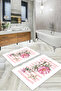 Digital Printed Washable and Non-Slip Floral Butterfly Figured Bath Mat Toilet Set - 5