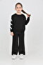 Girl's 3 Thread Ş Fleece-Lined Basic Sweatshirt with Ribbon Detail - Loose Fit Palazzo Tracksuit Set