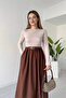 Women's Brown Crew Neck Belt Detailed Combination Dress - 2