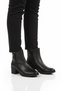 Black Genuine Leather Zippered Fleece Women's Heeled Boots 92163-1 Z