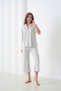 Women's Cotton Shirt Capri Stylish Casual Curve Bottom Top Nightwear Set - 5