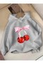 Winter Hooded Sweatshirt, Children's Ribbon Cherry Printed