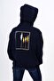 Navy Blue Boys' Relax Fit Hooded Pocket Lightweight Drop Shoulder Printed Sweatshirt - 2 Thread - 6