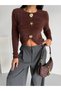 New Season Bearded Button Detailed Sweater Women - 3