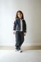 3-10 Years Old Girl's 3 Thread Winter Suit with Fleece-Lined Gray-White Stripes