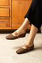 Gracy Women's Suede Buckle Ballerina Square Toe Elegant Flat Sole Casual Shoes - 2