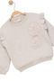 Girl's Sweatshirt Fleece-Lined Fabric Gray Long Sleeve Floral Pattern Children's Sweat - 4