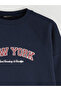 Lcw modest navy blue Printed Oversized women's thick sweatshirt tunic - 7