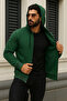Men's Winter Oversized Green Zippered Sweatshirt - 4