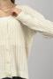 Women's V-Neck Knitted Knitwear Front Buttoned Short Cardigan Ecru - 9