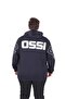 Large Size Hooded Zippered Sweat Double Face Ossi 25705 Dark Blue - 2