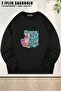 Unisex Hip Hop Dance Rap Cute Rabbit Printed Oversized Crew Neck Sweatshirt