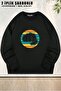 Unisex Fist Illustration Drawing B Printed O Oversized Crew Neck Sweatshirt