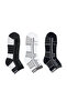 3 Pack Terry Ankle Socks - Blue, Gray and White - 5