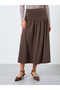 Brown Drop Waist A-Line Midi Skirt - 2