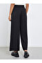 Black Twill Wide Leg Trousers with Double Pleat Detail - 4