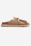Carol Earth Suede Tasseled Genuine Leather Women's Closed Toe Slippers - 6