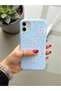 iPhone 12 Compatible Daisy Patterned Blue Launch Liquid Silicone Case - 3