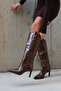 Lunelle Brown Print Pointed Toe Women's Heeled Boots - 2