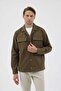 Khaki Pocketed Comfort Fit Men's Shirt Jacket - 3