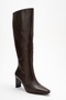 Lume Brown Skin Genuine Leather Women's Block Heeled Boots - 3