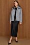 Short Fur Coat with Detachable Collar Light Gray 3158 - 5