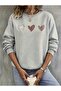 Heart Printed Oversize Unisex Women/Men's Crew Neck Sweatshirt