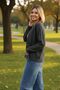 Women's Anthracite Gray Zippered Trendy Knit Cardigan - 3