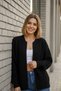 Women's Black Zippered Trendy Knitwear Cardigan - 3