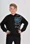 Black Boy Oversized Hooded Pocket Low Shoulder Printed Sweatshirt - 2 Thread - 3