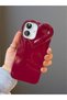 iPhone 16 Compatible 3D Heart Design Burgundy Glossy Silicone Soft Case - 3