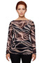 Women's Plus Size Boat Neck Animal Print Tulle Knitted Long Sleeve Quality Stylish Comfortable Modern - 3