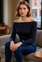 Women's Fitted Viscose Single Jersey Boat Neck Low Armhole Long Sleeve Blouse Comfortable and Stylish for Everyday Wear - 2